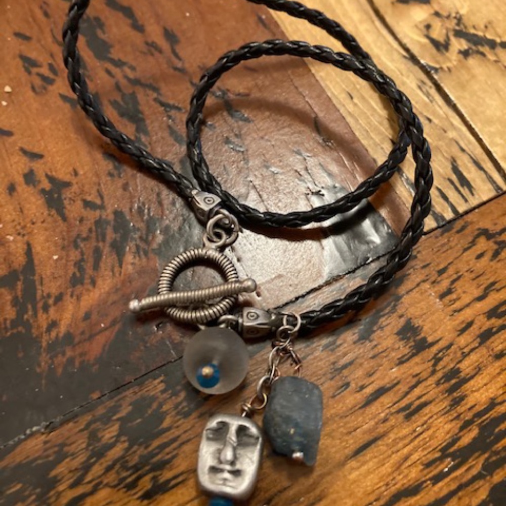 Leather Cord Bracelet with Sterling Baubles